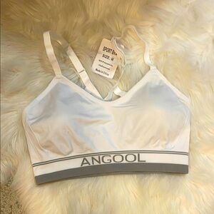 Angool White sports bra medium NWT #68